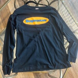 Supreme SS18 Ripple Long Sleeve Shirt Black Orange Blue Heavyweight Logo Size XL